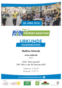 Urkunde Freiburg Marathon